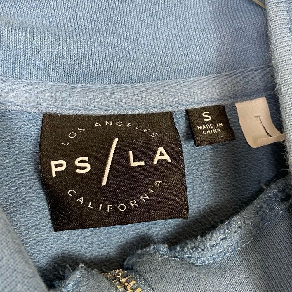 Pacsun PS/LA Blue Horizontal Striped Cropped Sporty Pullover Sweatshirt - Picture 3 of 5